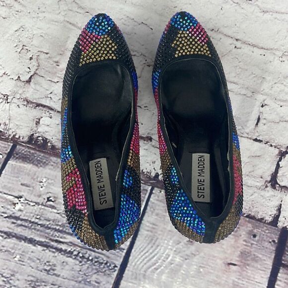 Steve Madden Shoes Womens 7.5 Dyvinal Pump Platform Rhinestone Heels Multicolor - Picture 6 of 9
